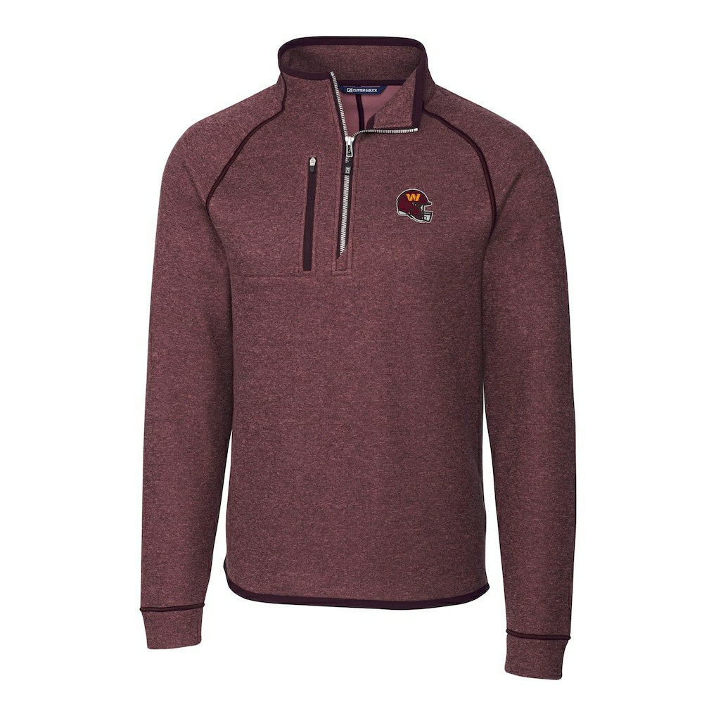 NFL Washington Commanders Cutter & Buck Helmet Mainsail Sweater-Knit Half-Zip Pullover Jacket