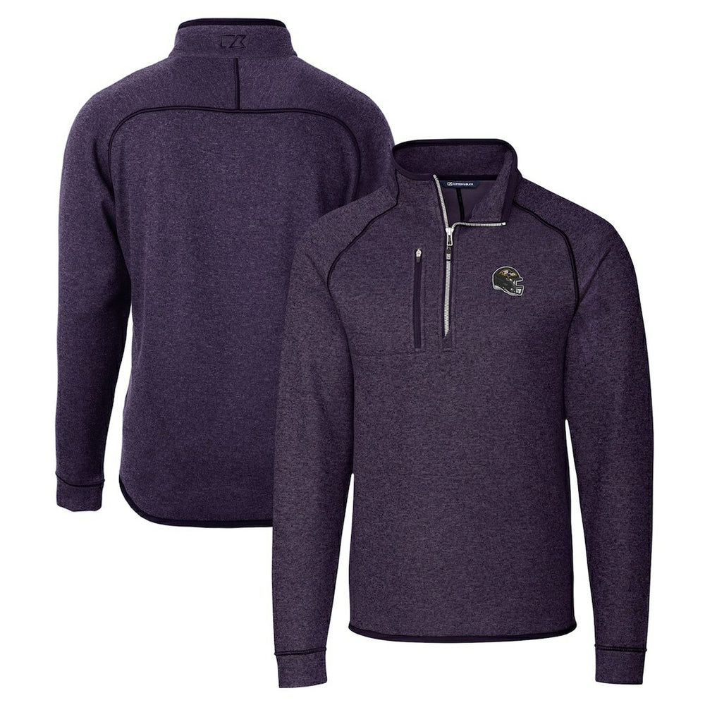 NFL Baltimore Ravens Cutter & Buck Helmet Mainsail Sweater-Knit Half-Zip Pullover Jacket
