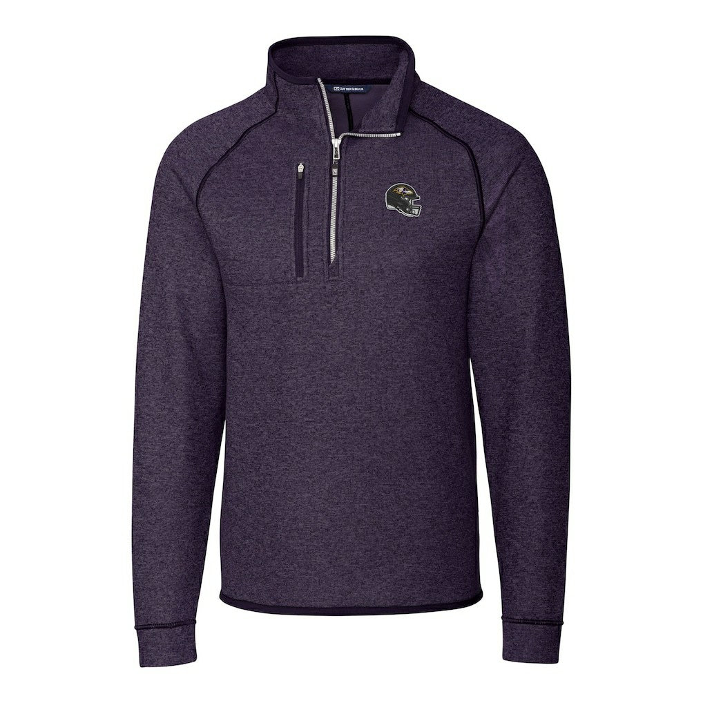 NFL Baltimore Ravens Cutter & Buck Helmet Mainsail Sweater-Knit Half-Zip Pullover Jacket