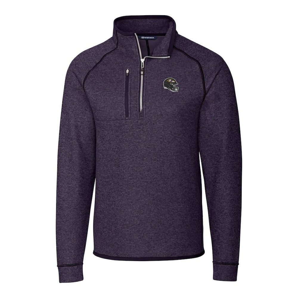 NFL Baltimore Ravens Cutter & Buck Helmet Mainsail Sweater-Knit Half-Zip Pullover Jacket