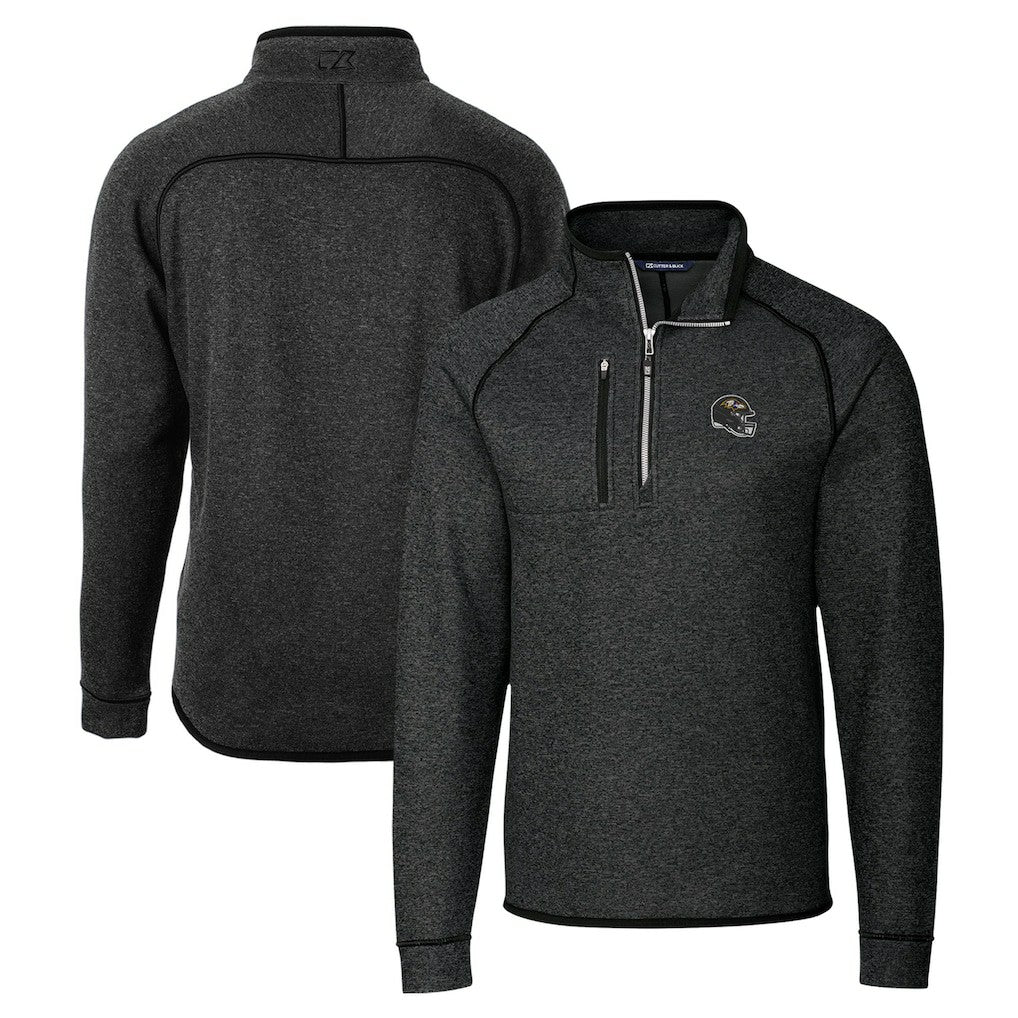 NFL Baltimore Ravens Cutter & Buck Helmet Mainsail Sweater-Knit Half-Zip Pullover Jacket