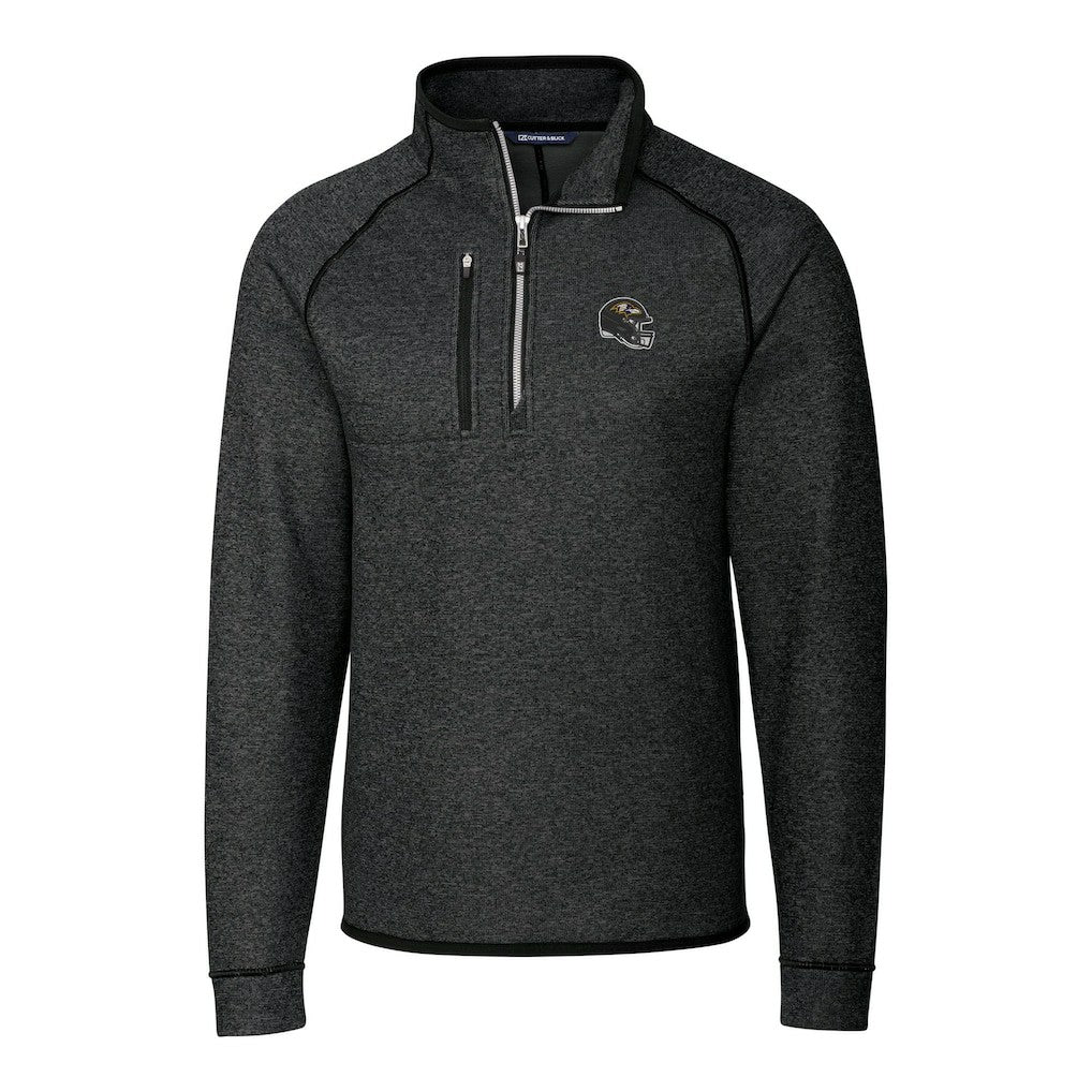 NFL Baltimore Ravens Cutter & Buck Helmet Mainsail Sweater-Knit Half-Zip Pullover Jacket