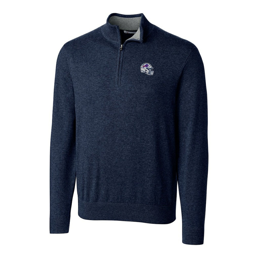 NFL Buffalo Bills Cutter & Buck Helmet Lakemont Tri-Blend Quarter-Zip Pullover Sweater