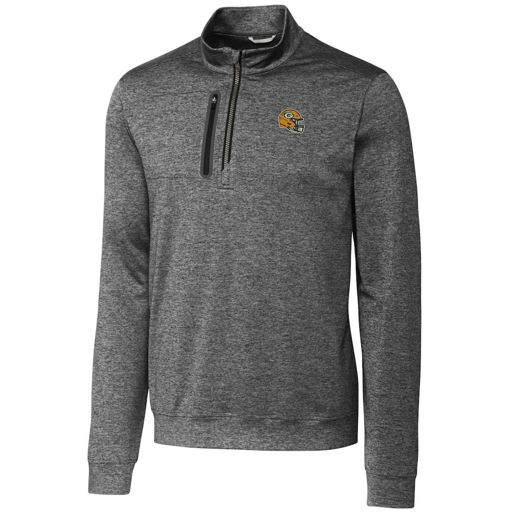 NFL Green Bay Packers Cutter & Buck Helmet Stealth Heathered Quarter-Zip Pullover Top