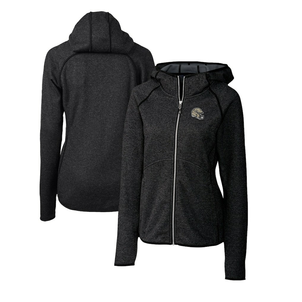 NFL New Orleans Saints Cutter & Buck Women's Helmet Logo Mainsail Sweater-Knit Full-Zip Hoodie