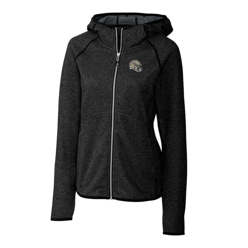 NFL New Orleans Saints Cutter & Buck Women's Helmet Logo Mainsail Sweater-Knit Full-Zip Hoodie
