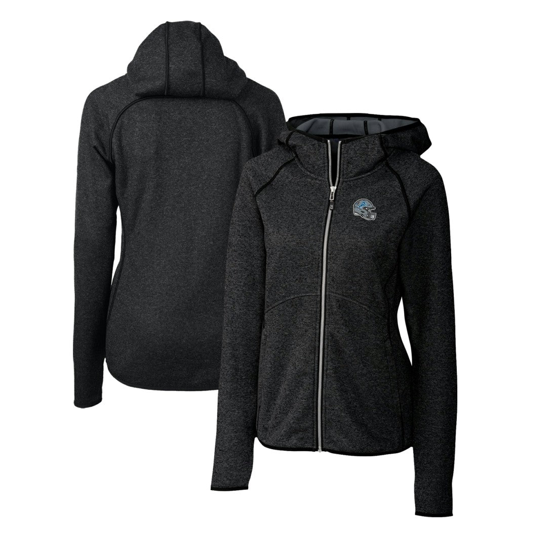 NFL Detroit Lions Cutter & Buck Women's Helmet Logo Mainsail Sweater-Knit Full-Zip Hoodie