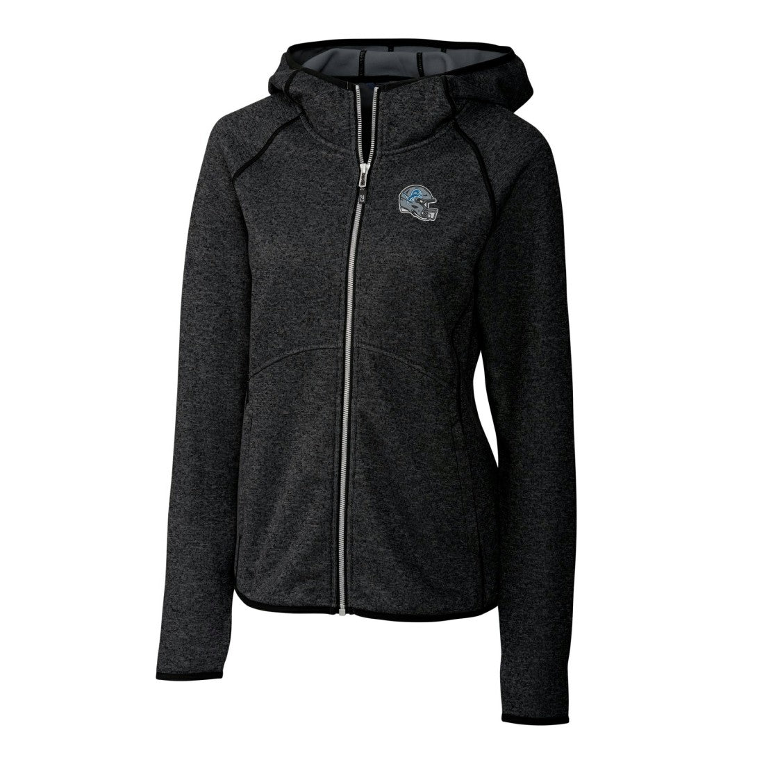 NFL Detroit Lions Cutter & Buck Women's Helmet Logo Mainsail Sweater-Knit Full-Zip Hoodie