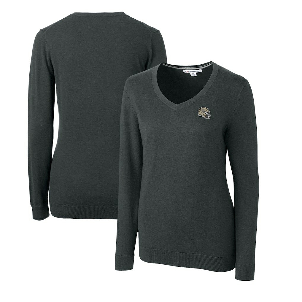 NFL New Orleans Saints Cutter & Buck Women's Helmet Logo Lakemont Tri-Blend V-Neck Pullover Sweater