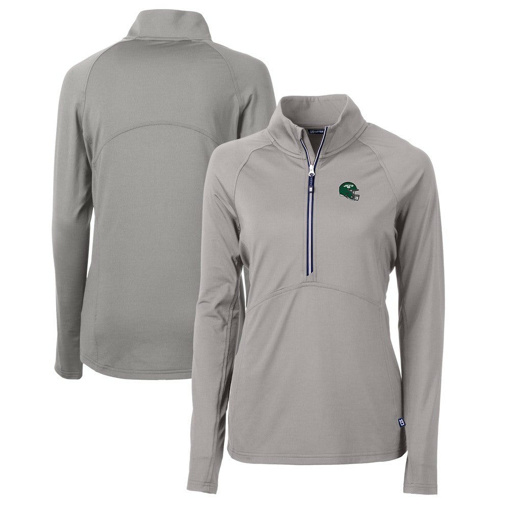 NFL New York Jets Cutter & Buck Women's Helmet Logo Adapt Eco Knit Stretch Recycled Half-Zip Pullover Top