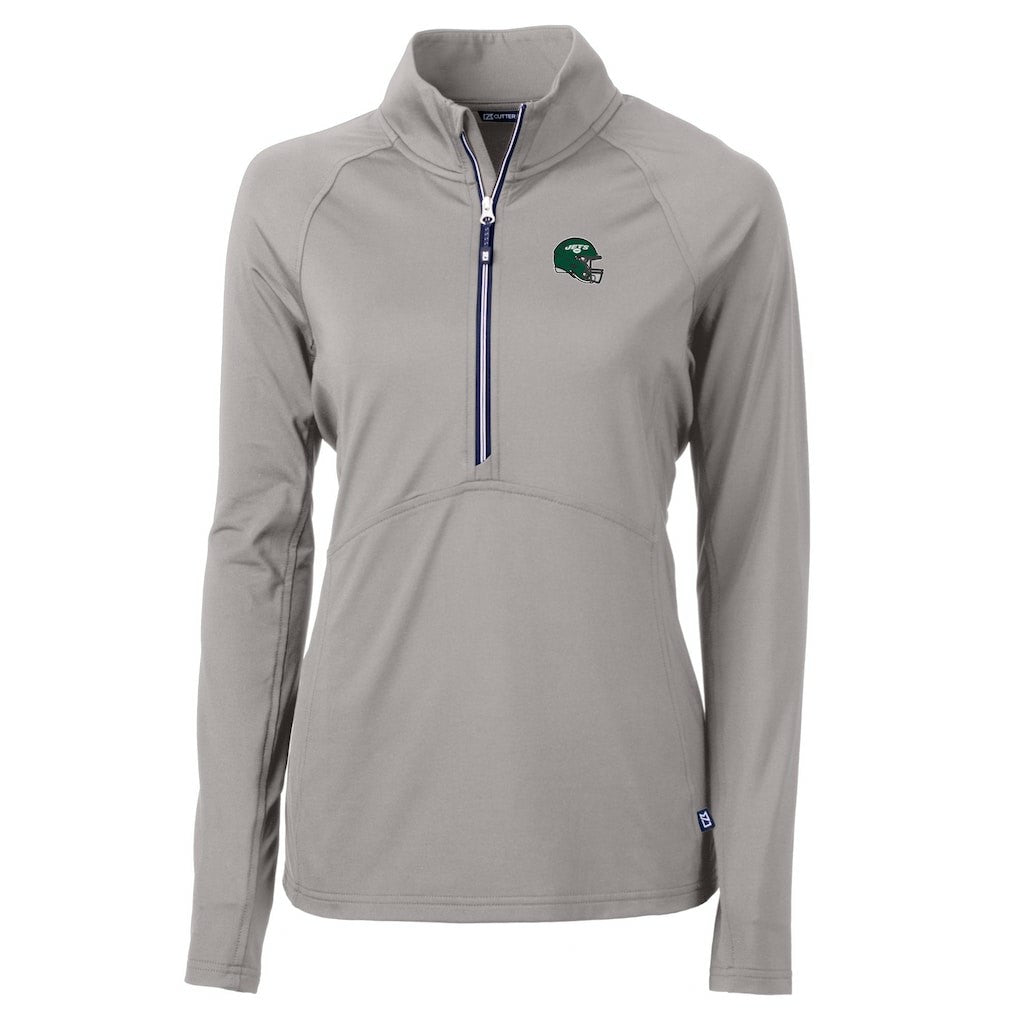 NFL New York Jets Cutter & Buck Women's Helmet Logo Adapt Eco Knit Stretch Recycled Half-Zip Pullover Top