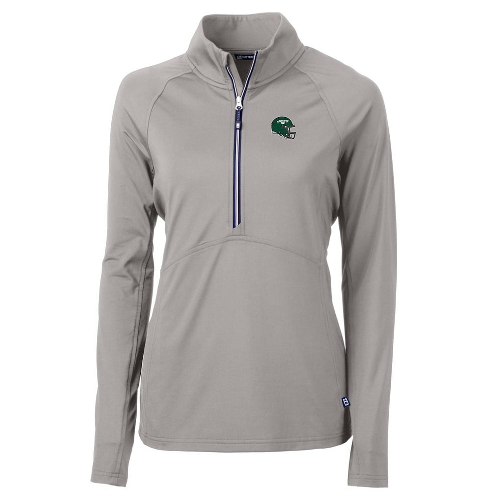 NFL New York Jets Cutter & Buck Women's Helmet Logo Adapt Eco Knit Stretch Recycled Half-Zip Pullover Top