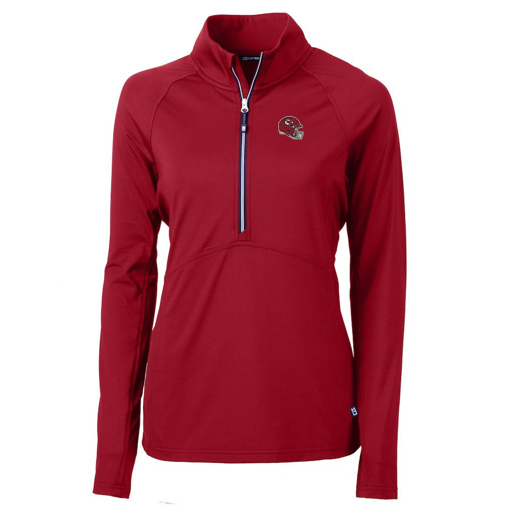 NFL Kansas City Chiefs Cutter & Buck Women's Helmet Logo Adapt Eco Knit Stretch Recycled Half-Zip Pullover Top