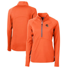 NFL Cincinnati Bengals Cutter & Buck Women's Helmet Logo Adapt Eco Knit Stretch Recycled Half-Zip Pullover Top