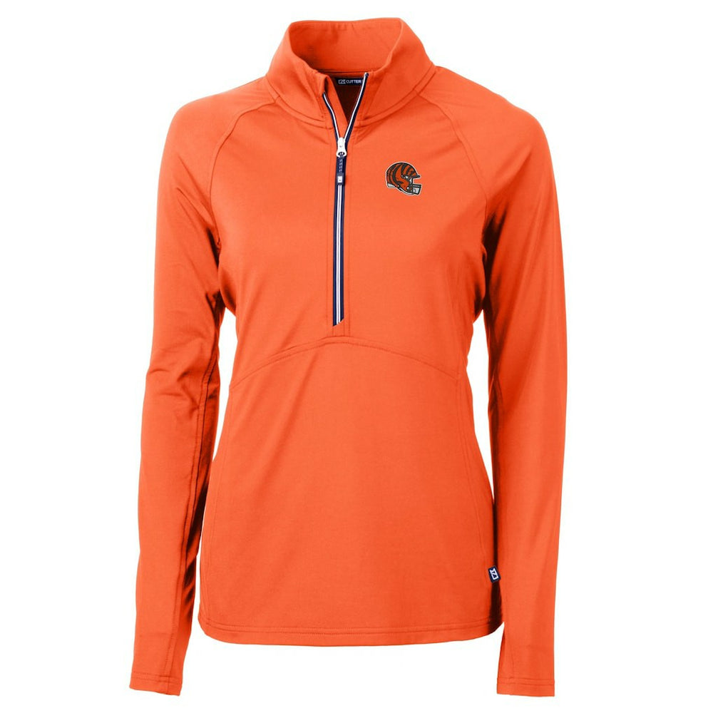 NFL Cincinnati Bengals Cutter & Buck Women's Helmet Logo Adapt Eco Knit Stretch Recycled Half-Zip Pullover Top