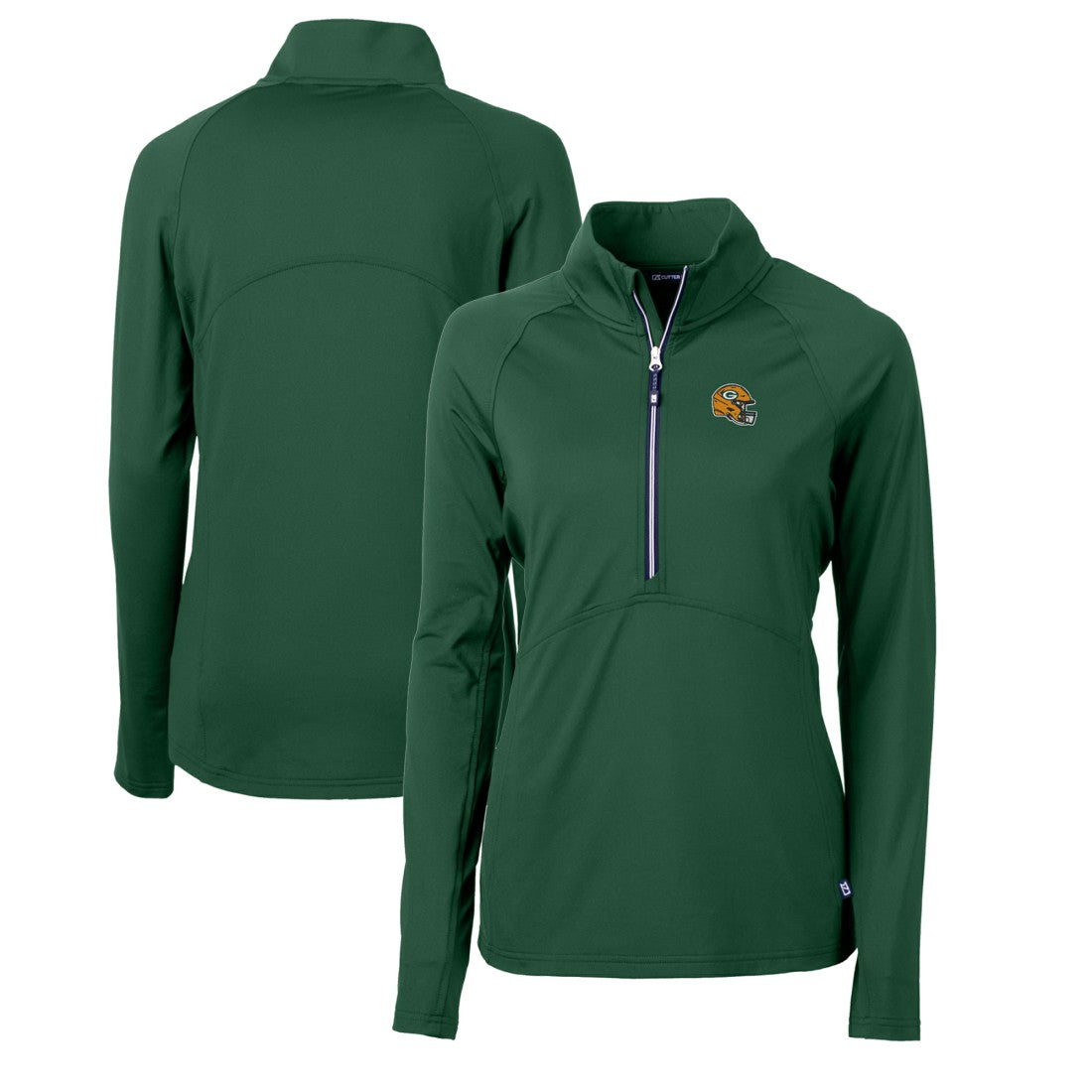 NFL Green Bay Packers Cutter & Buck Women's Helmet Logo Adapt Eco Knit Stretch Recycled Half-Zip Pullover Top