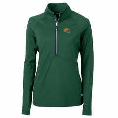 NFL Green Bay Packers Cutter & Buck Women's Helmet Logo Adapt Eco Knit Stretch Recycled Half-Zip Pullover Top