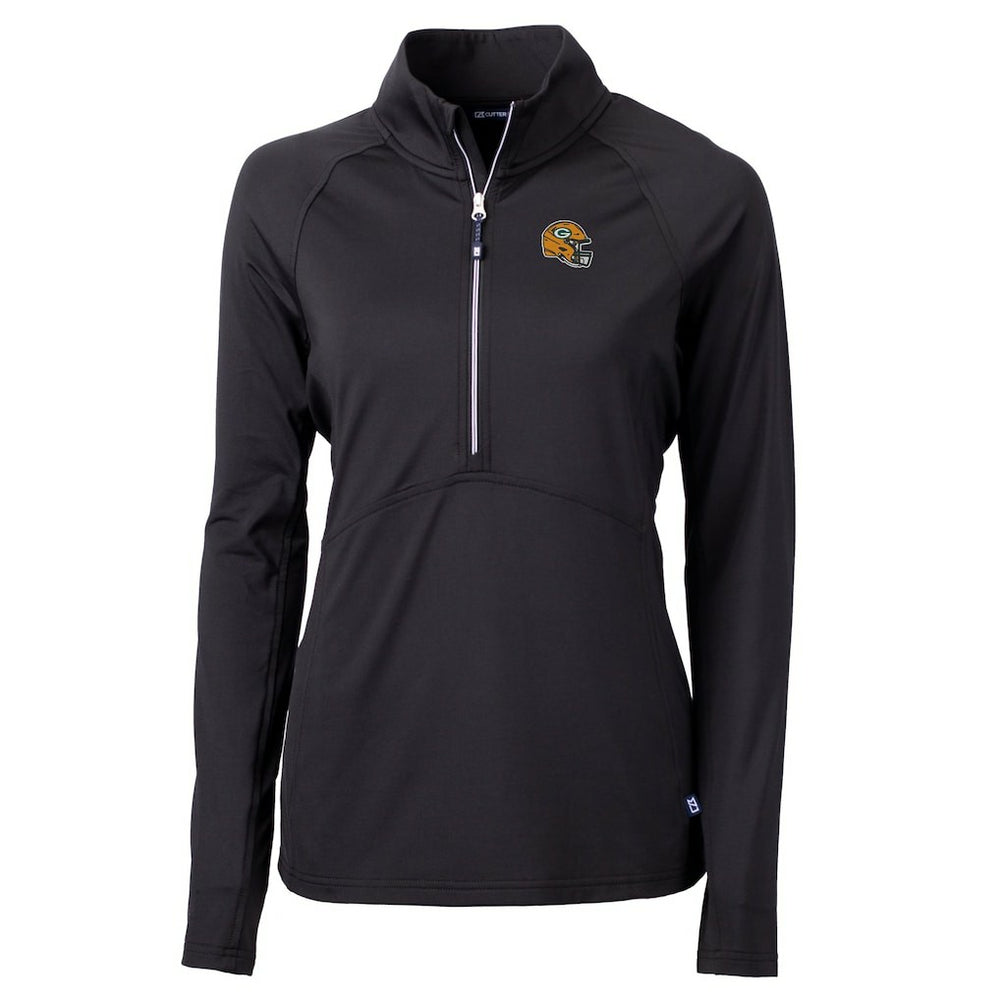 NFL Green Bay Packers Cutter & Buck Women's Helmet Logo Adapt Eco Knit Stretch Recycled Half-Zip Pullover Top