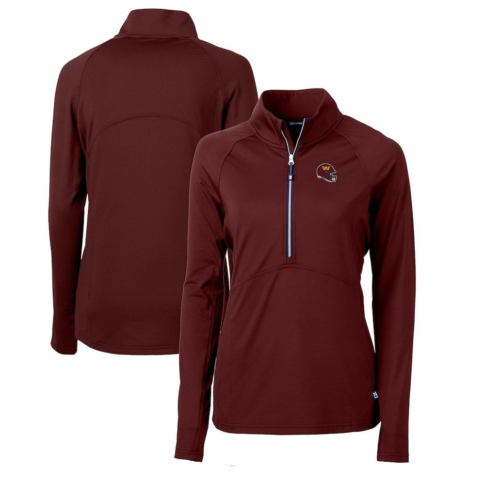 NFL Washington Commanders Cutter & Buck Women's Helmet Logo Adapt Eco Knit Stretch Recycled Half-Zip Pullover Top