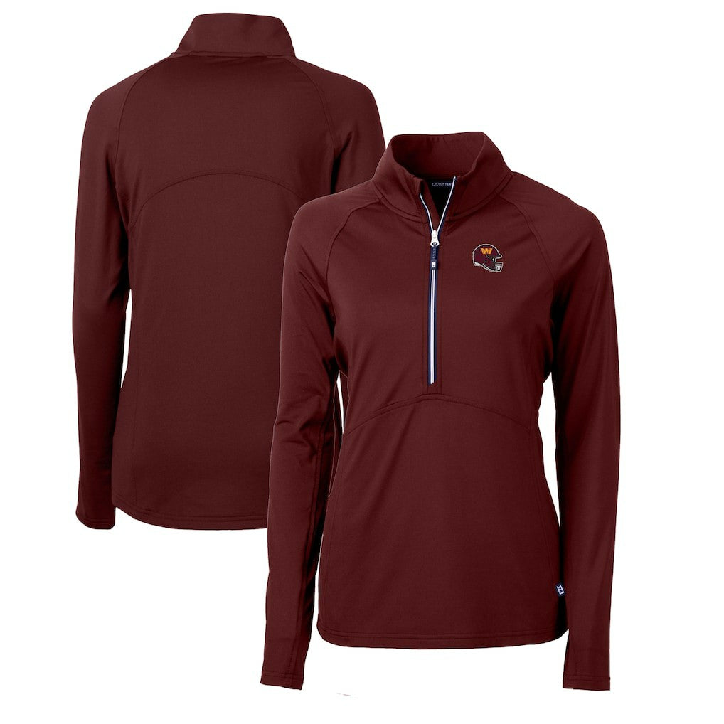 NFL Washington Commanders Cutter & Buck Women's Helmet Logo Adapt Eco Knit Stretch Recycled Half-Zip Pullover Top