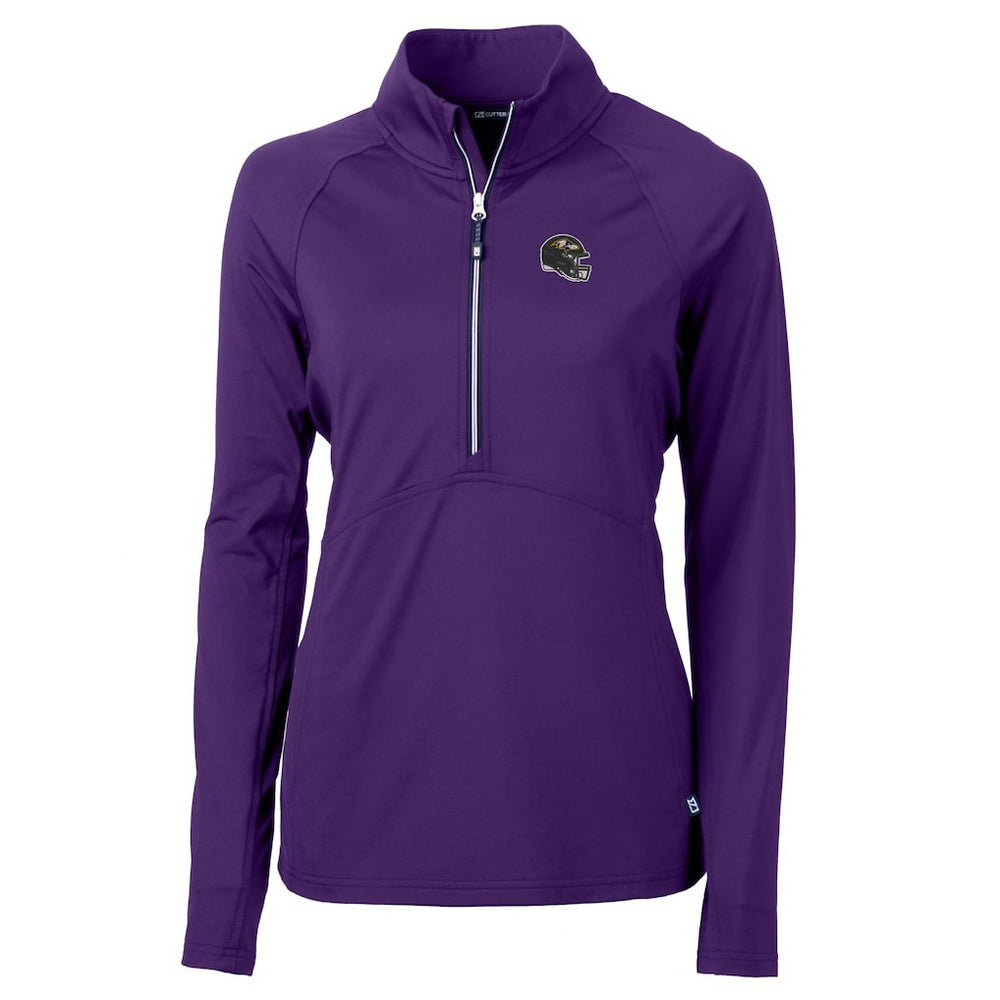 NFL Baltimore Ravens Cutter & Buck Women's Helmet Logo Adapt Eco Knit Stretch Recycled Half-Zip Pullover Top