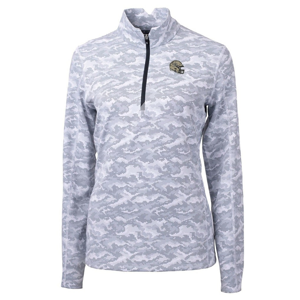 NFL New Orleans Saints Cutter & Buck Women's Helmet Logo Traverse Camo Print Stretch Quarter-Zip Pullover Top