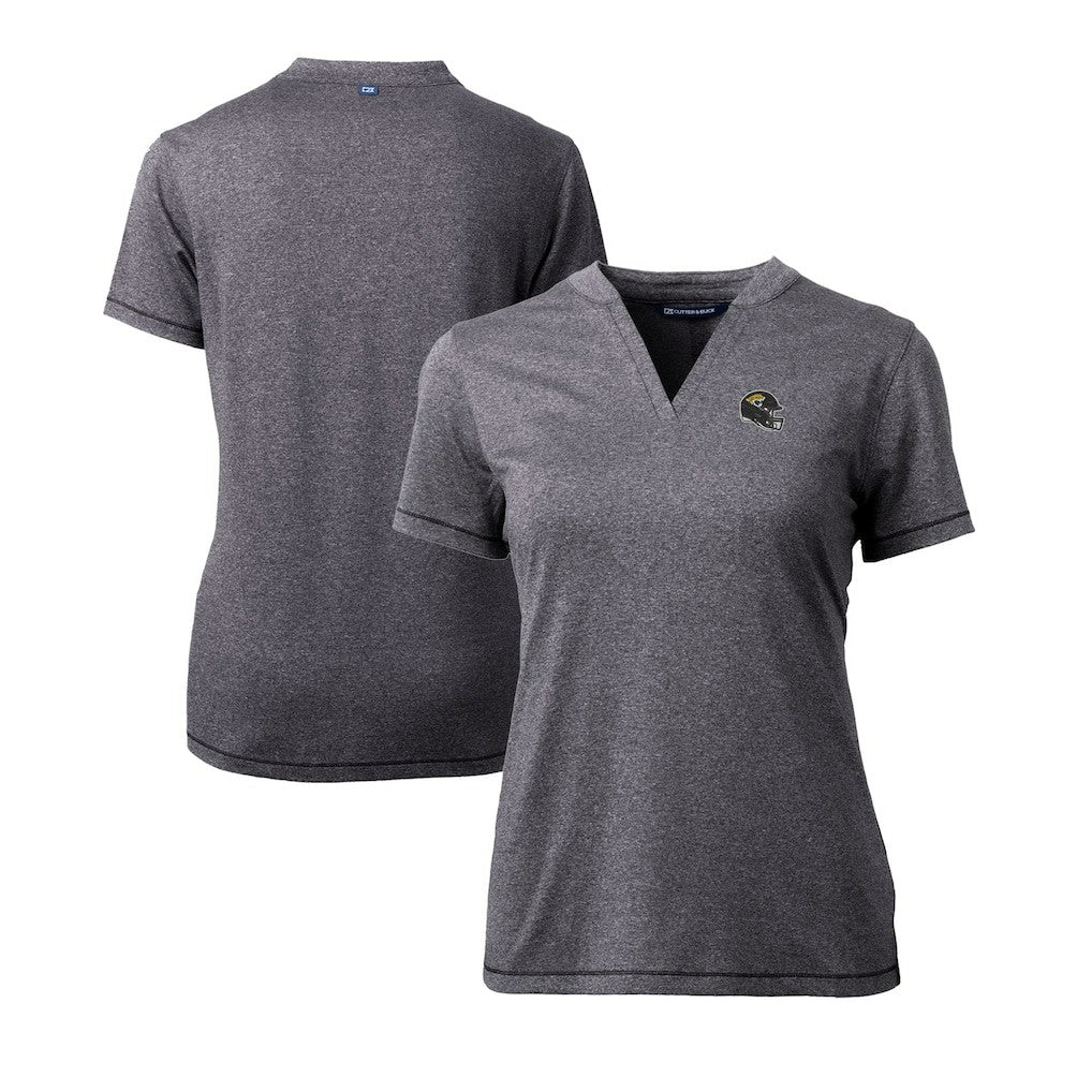 NFL Jacksonville Jaguars Cutter & Buck Women's Helmet Logo DryTec Forge Stretch V-Neck Blade Top