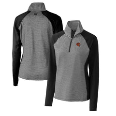 NFL Cincinnati Bengals Cutter & Buck Women's Helmet Logo DryTec Forge Tonal Stripe Stretch Half-Zip Top