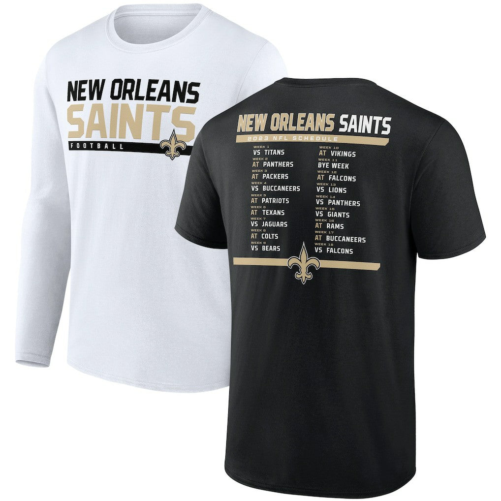 NFL New Orleans Saints Two-Pack 2023 Schedule T-Shirt Combo Set