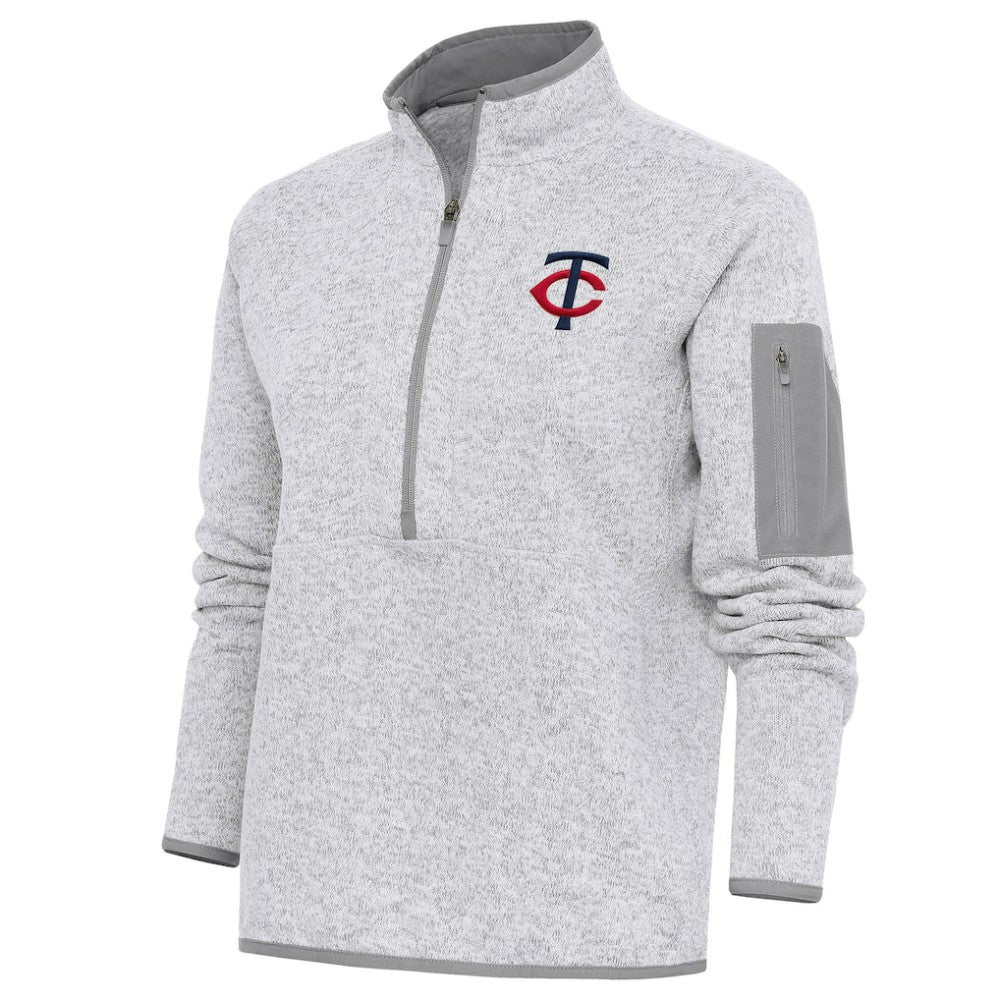 Minnesota Twins Antigua Women's Fortune Quarter-Zip Pullover Jacket - Heather Gray