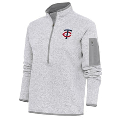 Minnesota Twins Antigua Women's Fortune Quarter-Zip Pullover Jacket - Heather Gray