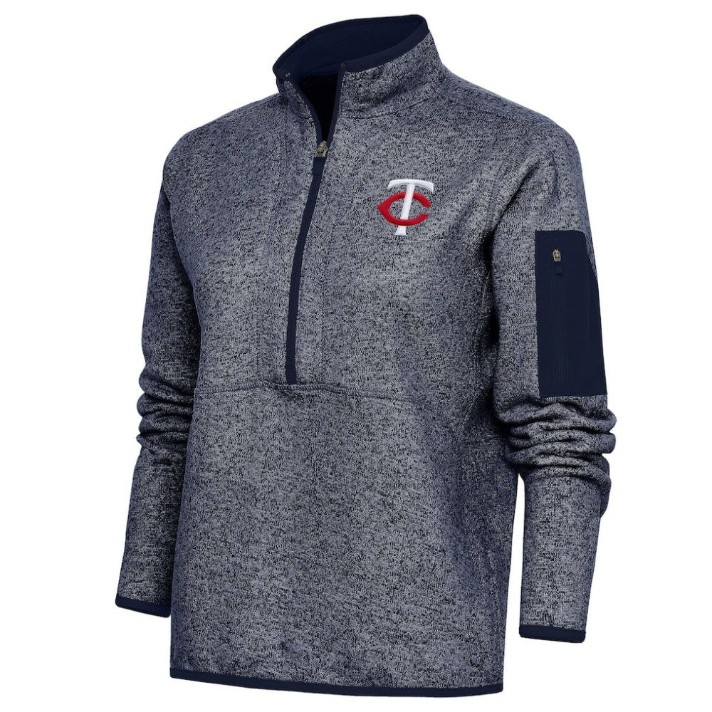 Minnesota Twins Antigua Women's Fortune Quarter-Zip Pullover Jacket - Heather Navy