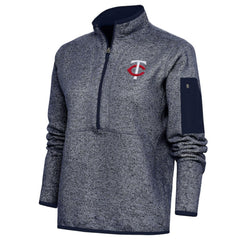 Minnesota Twins Antigua Women's Fortune Quarter-Zip Pullover Jacket - Heather Navy
