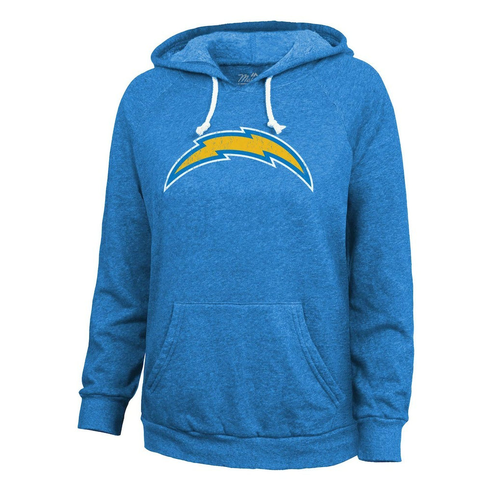 NFL Los Angeles Chargers Justin Herbert  Majestic Threads Women's Name & Number Tri-Blend Pullover Hoodie