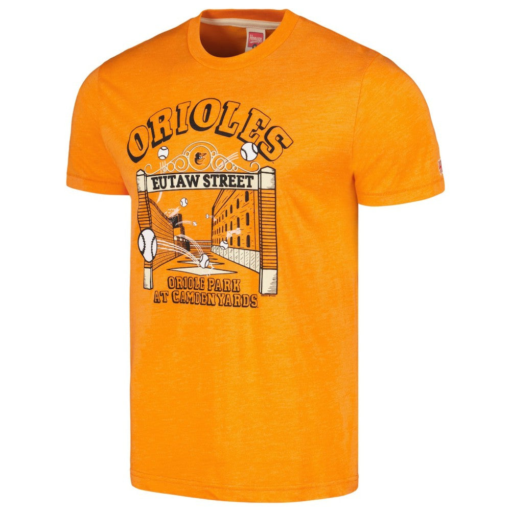 Baltimore Orioles Homage Eutaw Street Hyper Local Tri-Blend T-Shirt - Orange