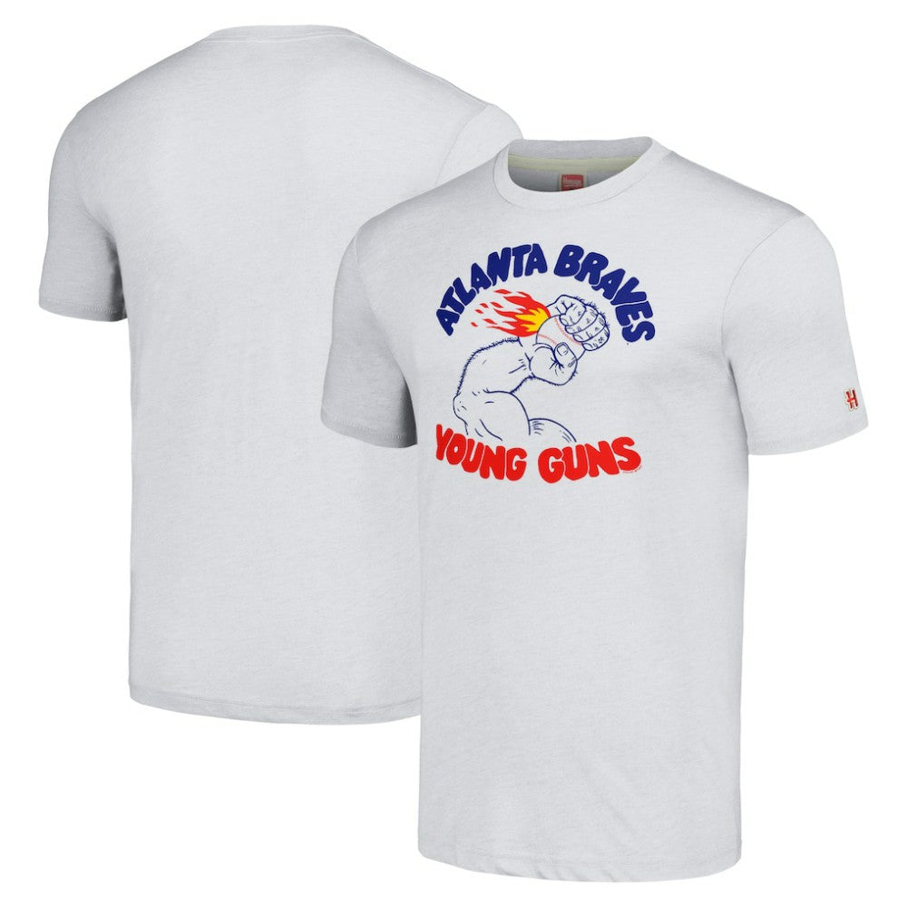 Atlanta Braves Homage Doodle Collection Young Guns Tri-Blend T-Shirt - Gray