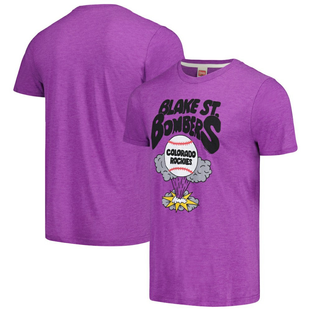 Colorado Rockies Homage Doodle Collection Blake St. Bombers Tri-Blend T-Shirt - Purple