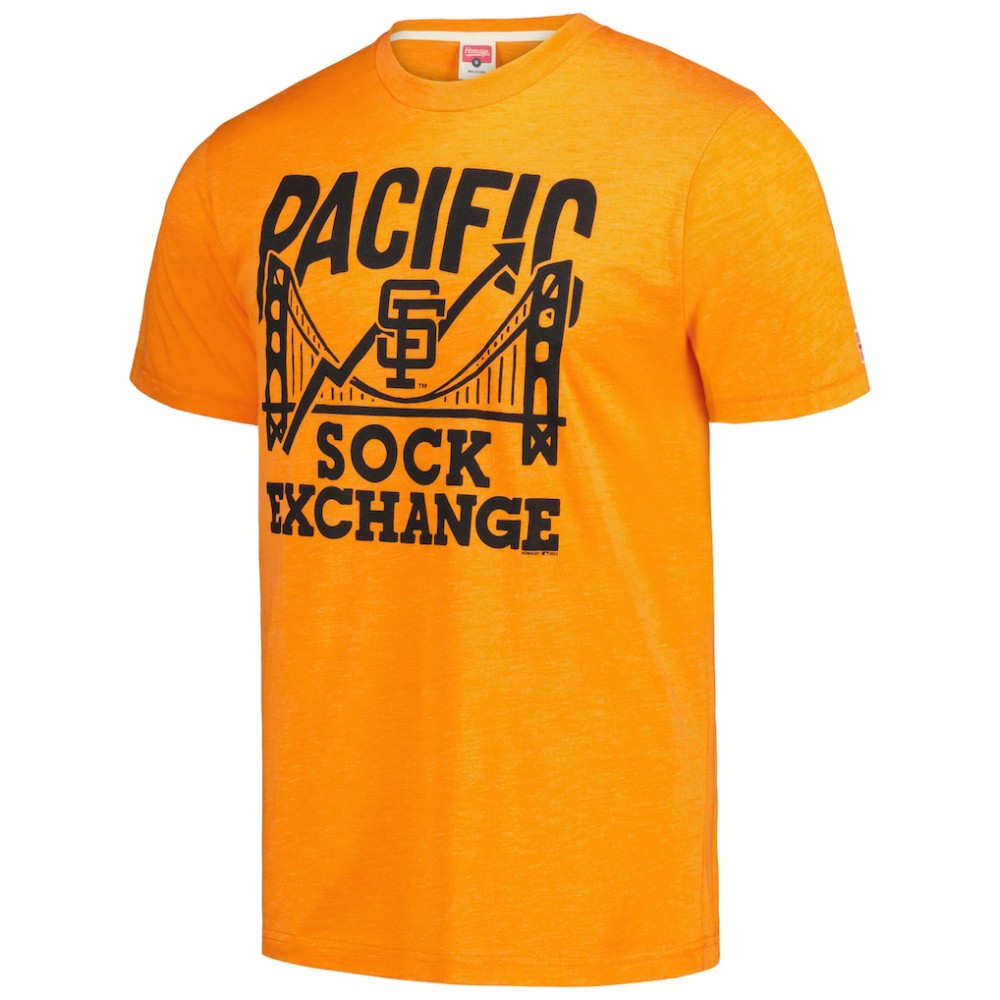 San Francisco Giants Homage Doodle Collection Pacific Sock Exchange Tri-Blend T-Shirt - Orange