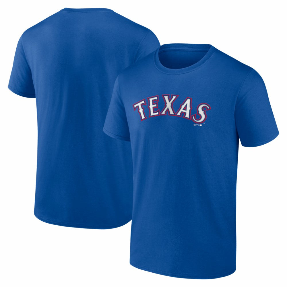 Texas Rangers Logo Athletic Wordmark T-Shirt - Royal