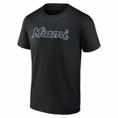 Miami Marlins Logo Athletic Wordmark T-Shirt - Black
