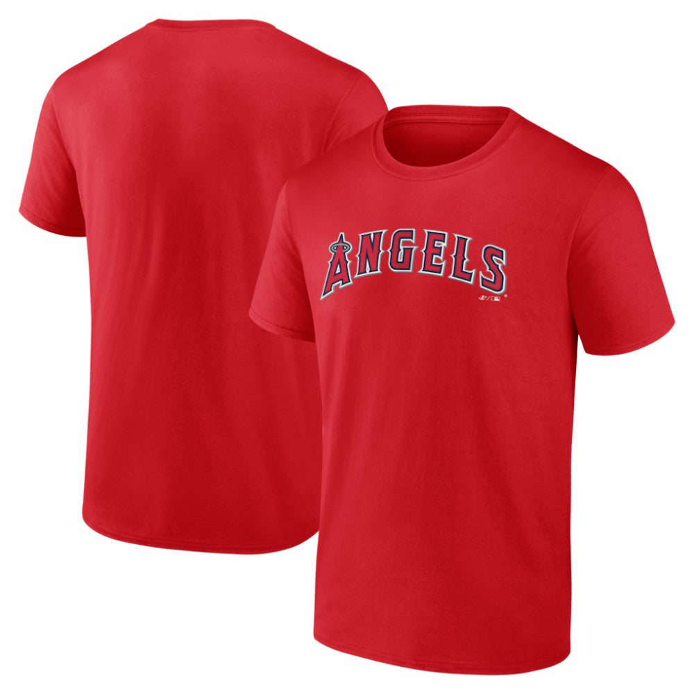 Los Angeles Angels Logo Athletic Wordmark T-Shirt - Red