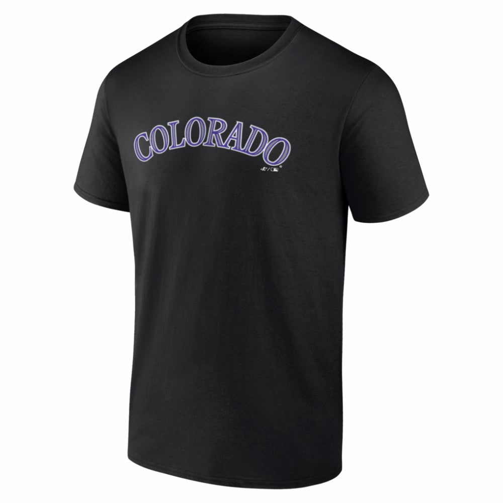 Colorado Rockies Logo Athletic Wordmark T-Shirt - Black