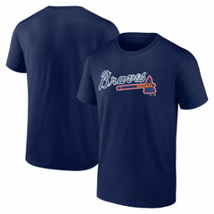 Atlanta Braves Logo Athletic Wordmark T-Shirt - Navy