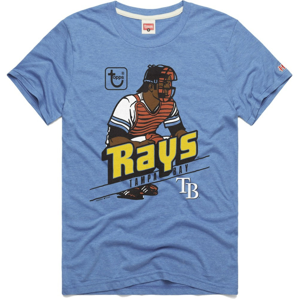Tampa Bay Rays Homage x Topps Tri-Blend T-Shirt - Light Blue