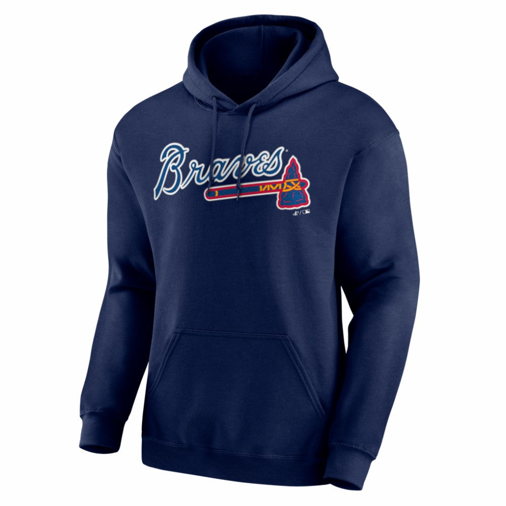 Atlanta Braves Logo Athletic Wordmark Hoodie - Navy