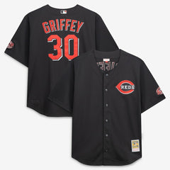 Ken Griffey Jr. Cincinnati Reds Big & Tall Cooperstown Mesh Batting Practice Jersey - Black | Mitchell & Ness