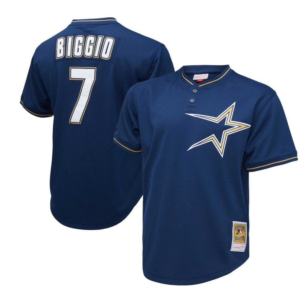 Craig Biggio Houston Astros 1991 Cooperstown Collection Mesh Pullover Jersey - Navy | Mitchell & Ness