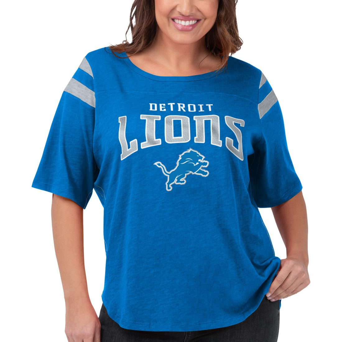 NFL Detroit Lions G-III 4Her by Carl Banks Women's Plus Size Linebacker T-Shirt