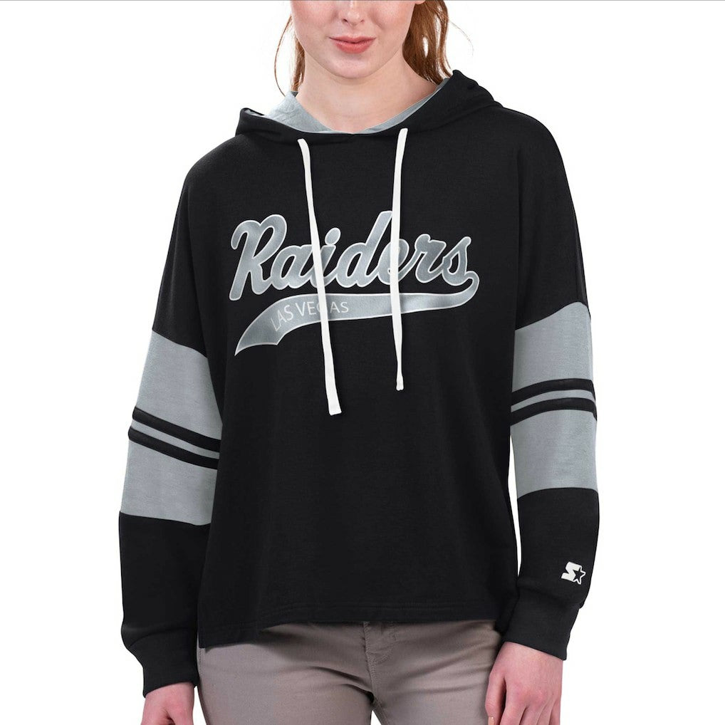NFL Las Vegas Raiders Starter Women's Bump And Run Long Sleeve Hoodie T-Shirt