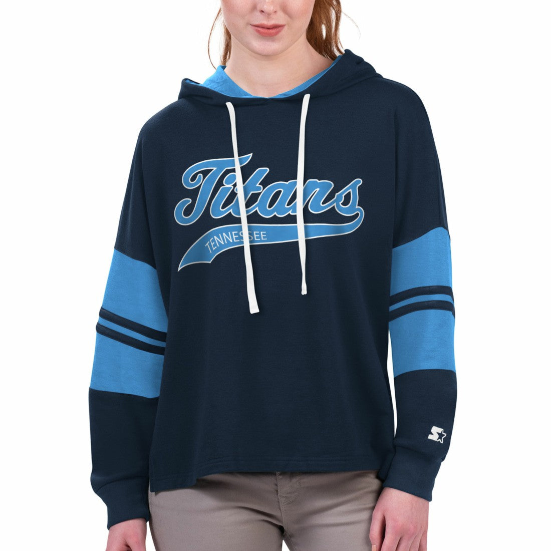 NFL Tennessee Titans Starter Women's Bump And Run Long Sleeve Hoodie T-Shirt